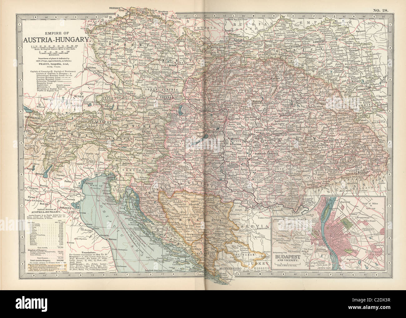 Karte des Reiches von Österreich-Ungarn Stockfoto