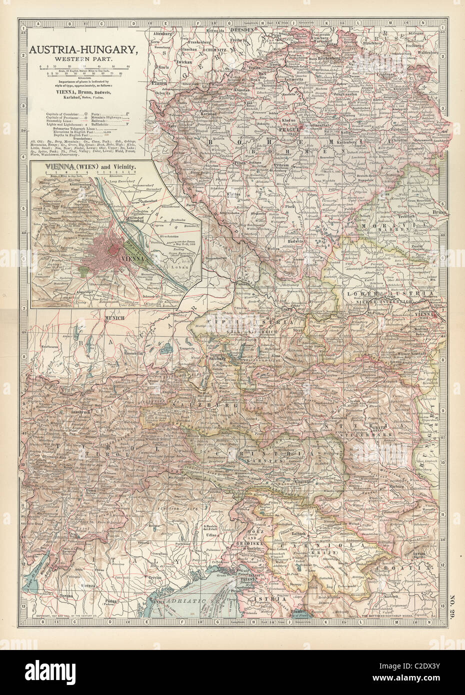 Karte von Österreich mit Wien Stockfoto
