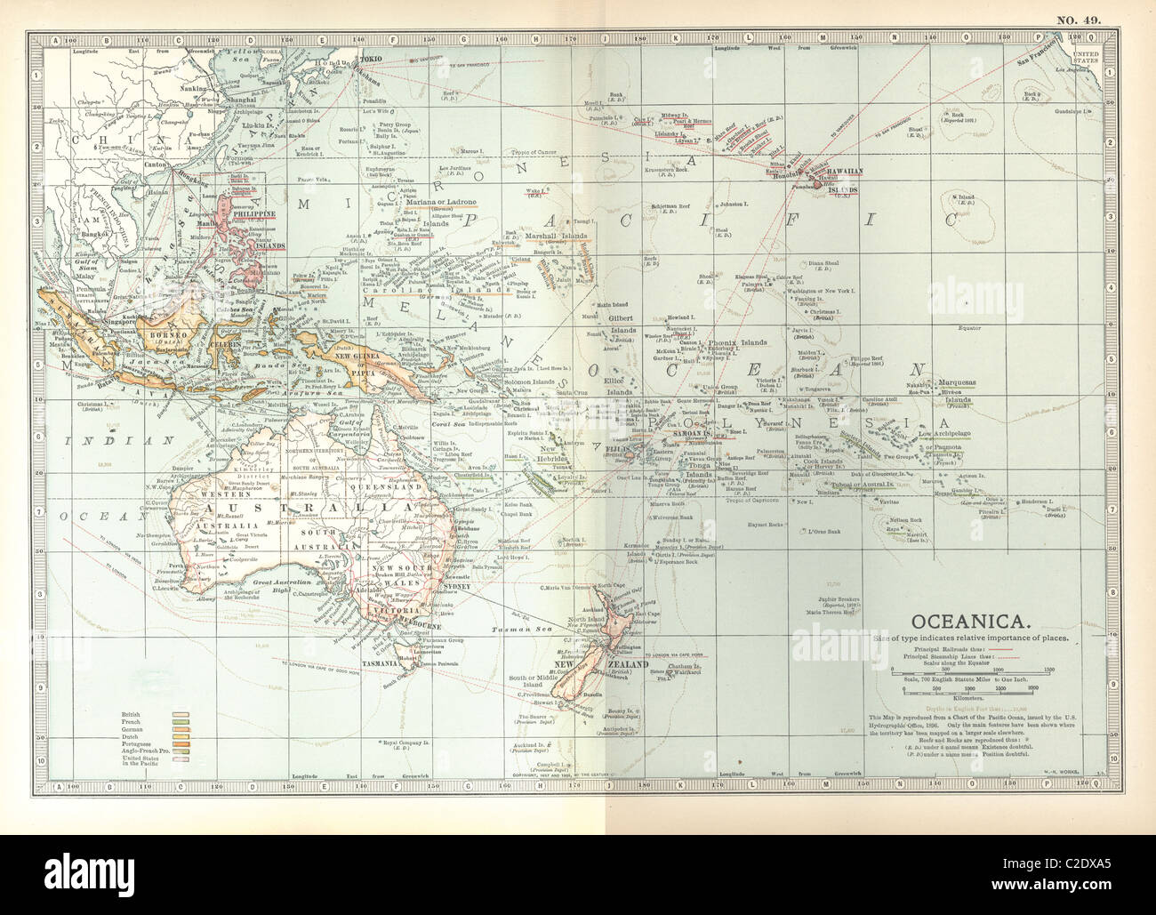 Karte von Ozeanien Stockfoto