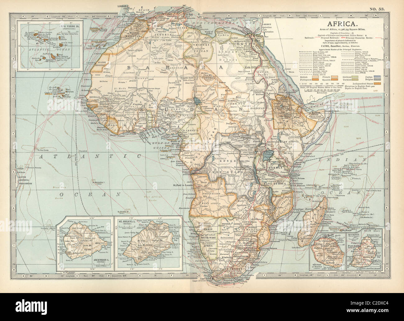 Karte von kolonialen Afrika Stockfoto