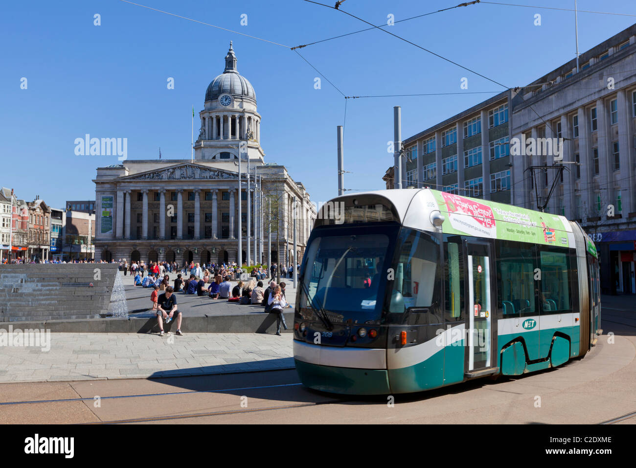 Rathaus und alten Marktplatz Brunnen Nottingham Nottinghamshire England GB UK EU Europa Stockfoto