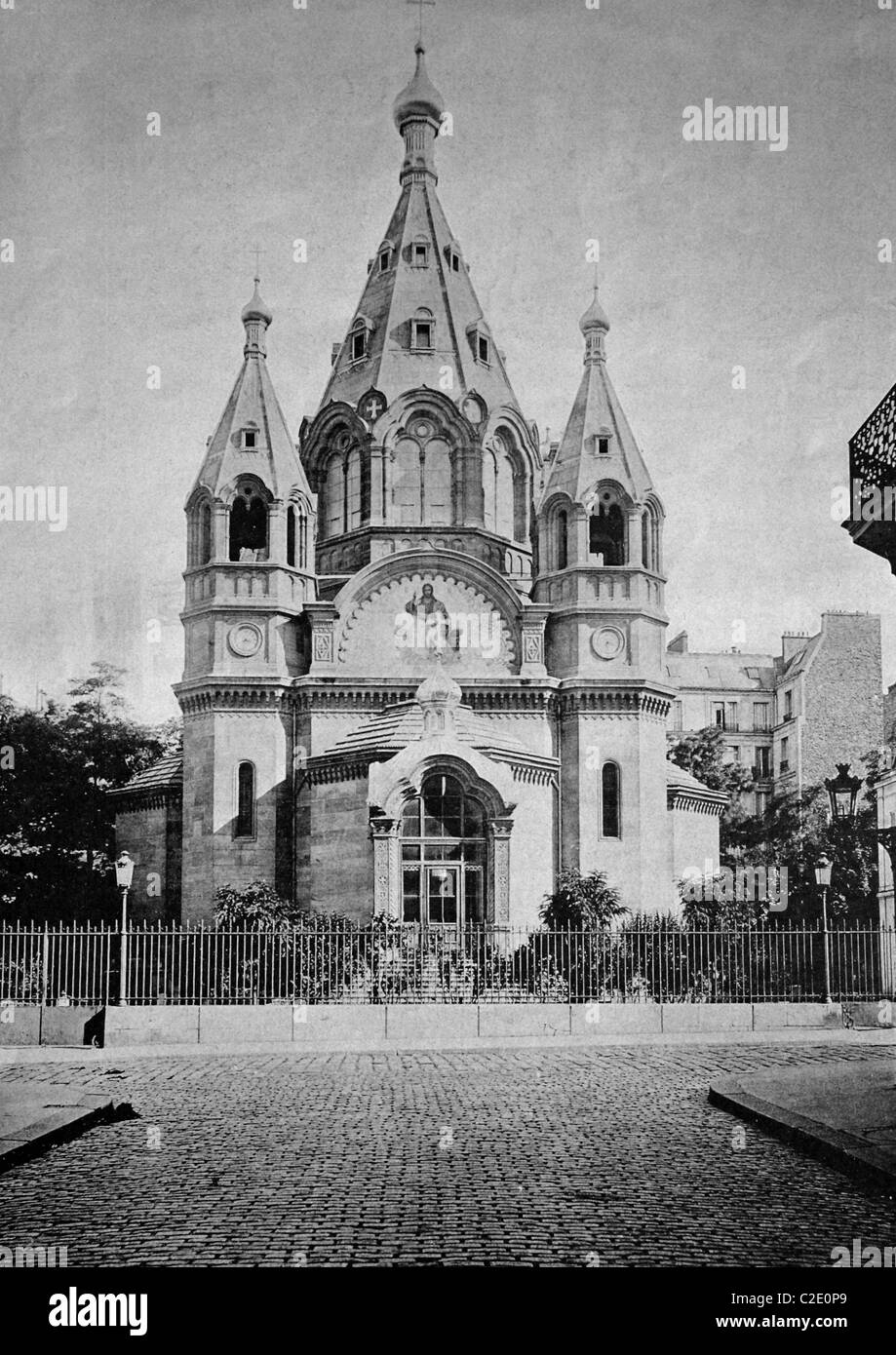 Eines der ersten Autotypen der Eglise Russe, Russische Kirche, Paris, historische Fotografie, 1884 Stockfoto