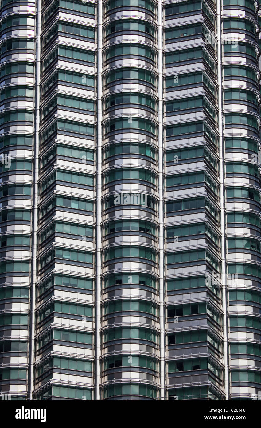 Nahaufnahme von den Petronas Towers, Kuala Lumpur Stockfoto