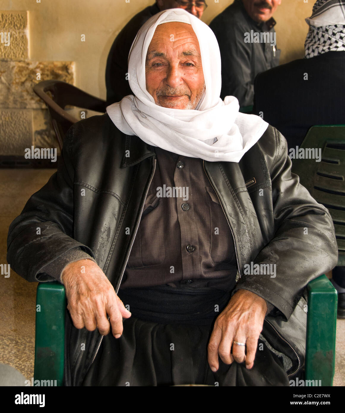 Damaskus Syrien Kaffee Tee Haus Karte Spiel alte Männer Stockfoto