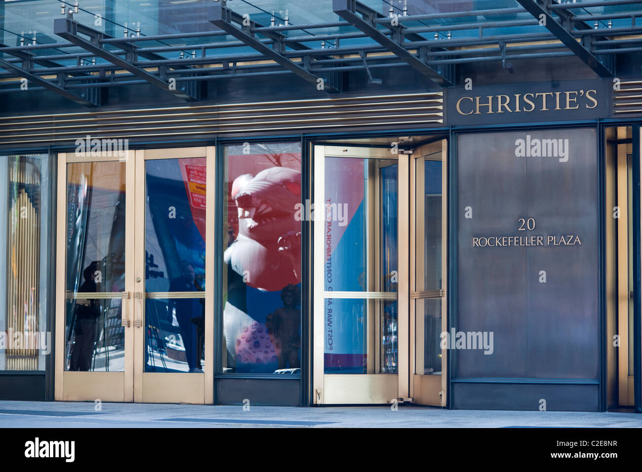 Die Union riesige Ratte auf einer Kundgebung der Teamsters vor Christies Auktionshaus in New York zu protestieren, die Verwendung von nicht-EU-Arbeit Stockfoto