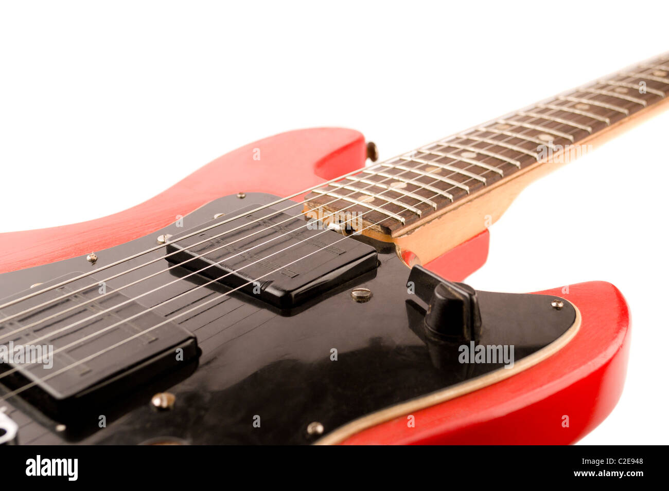 Rote Gitarre isoliert auf weiss Stockfoto Rote Gitarre isoliert auf weiss Stockfoto