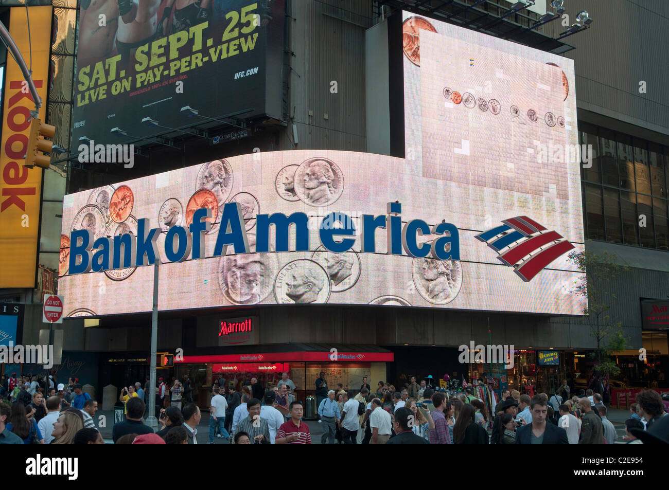 Bank of America bauen Werbung am Time Square, Manhattan, New York City, USA Stockfoto