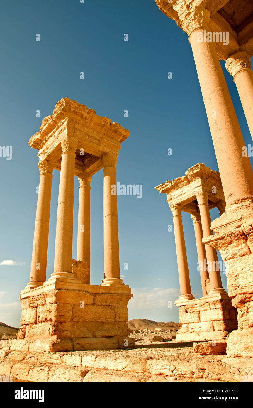 Tetrapyle Tetrapylon 2 Cent Palmyra römische Syrien Stockfoto