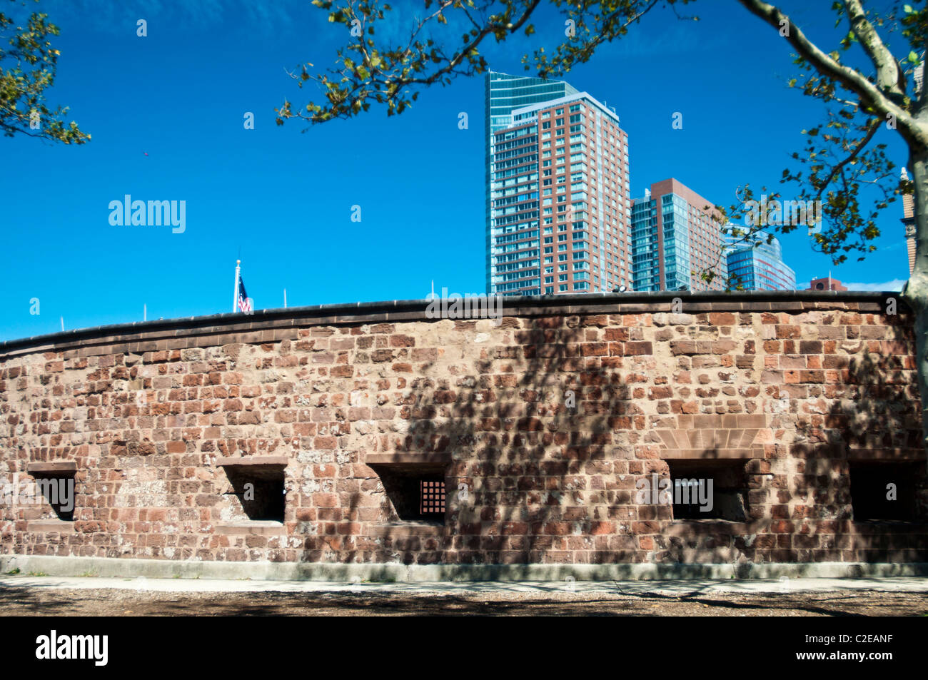 Castle Clinton, Fort Clinton, Schlossgarten, Sandstein Fort im Battery Park in Manhattan, New York City, USA Stockfoto