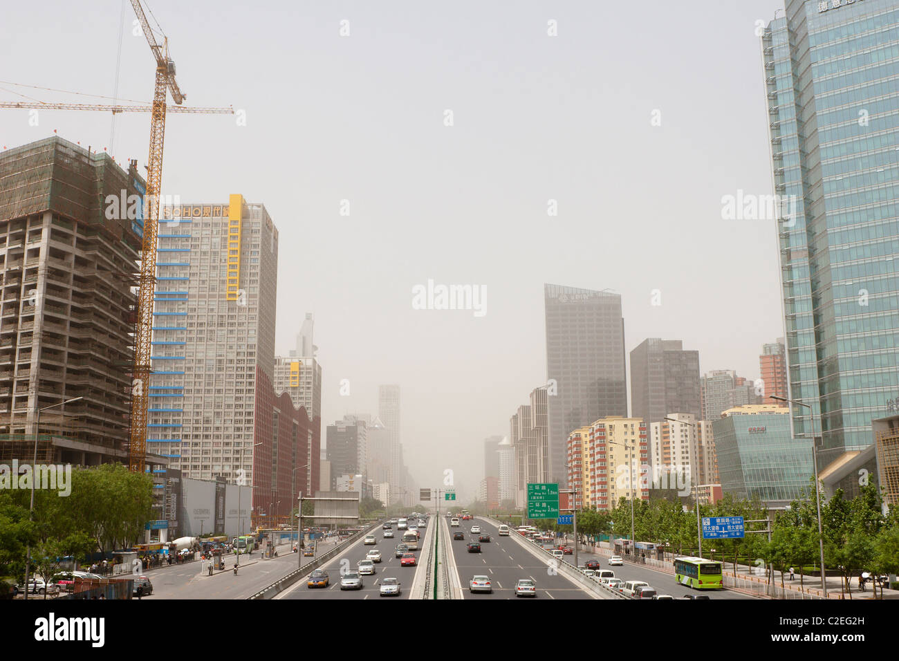 Peking: Stadt im Sandsturm Stockfoto