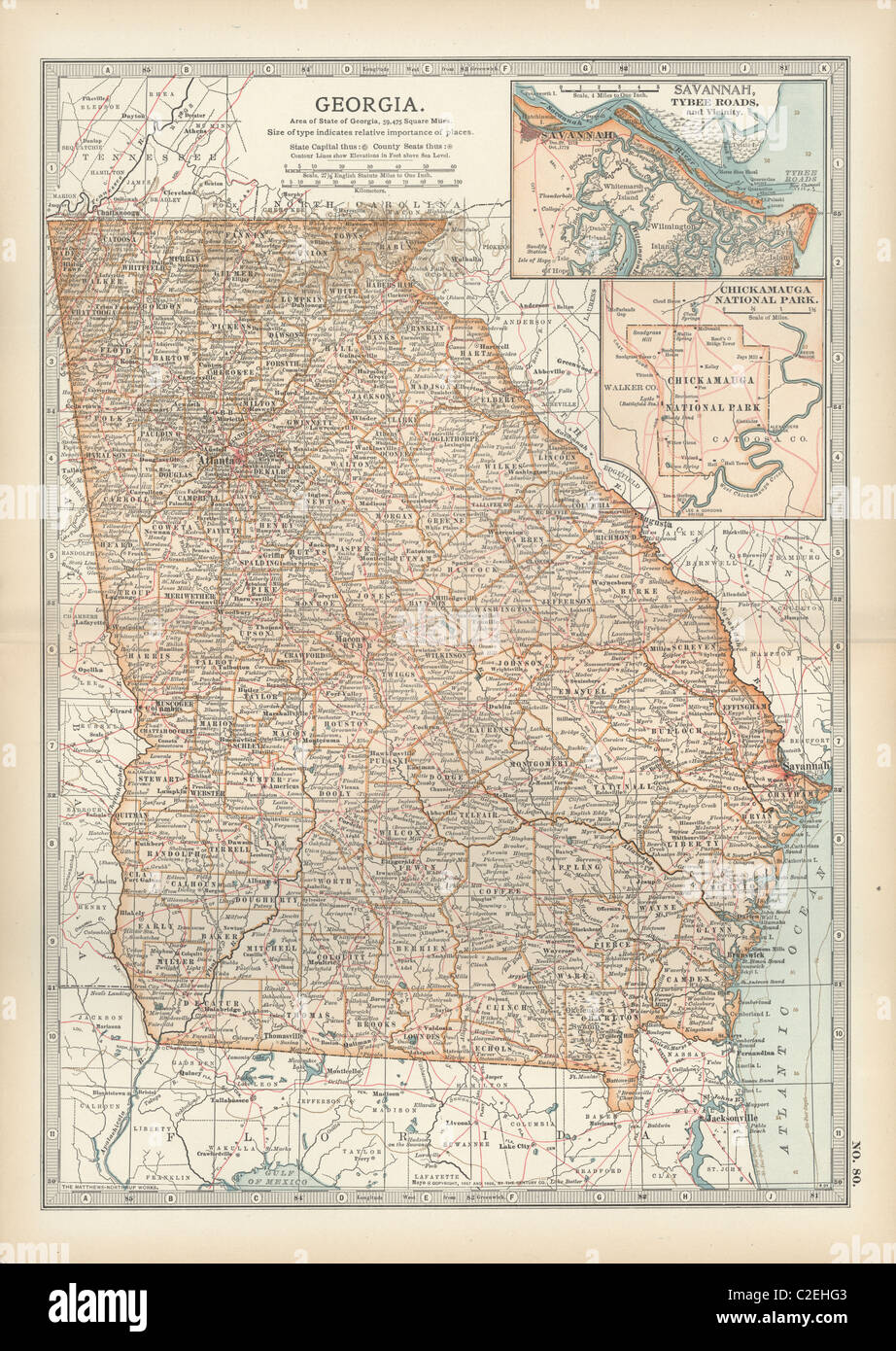 Landkarte von Georgien Stockfoto