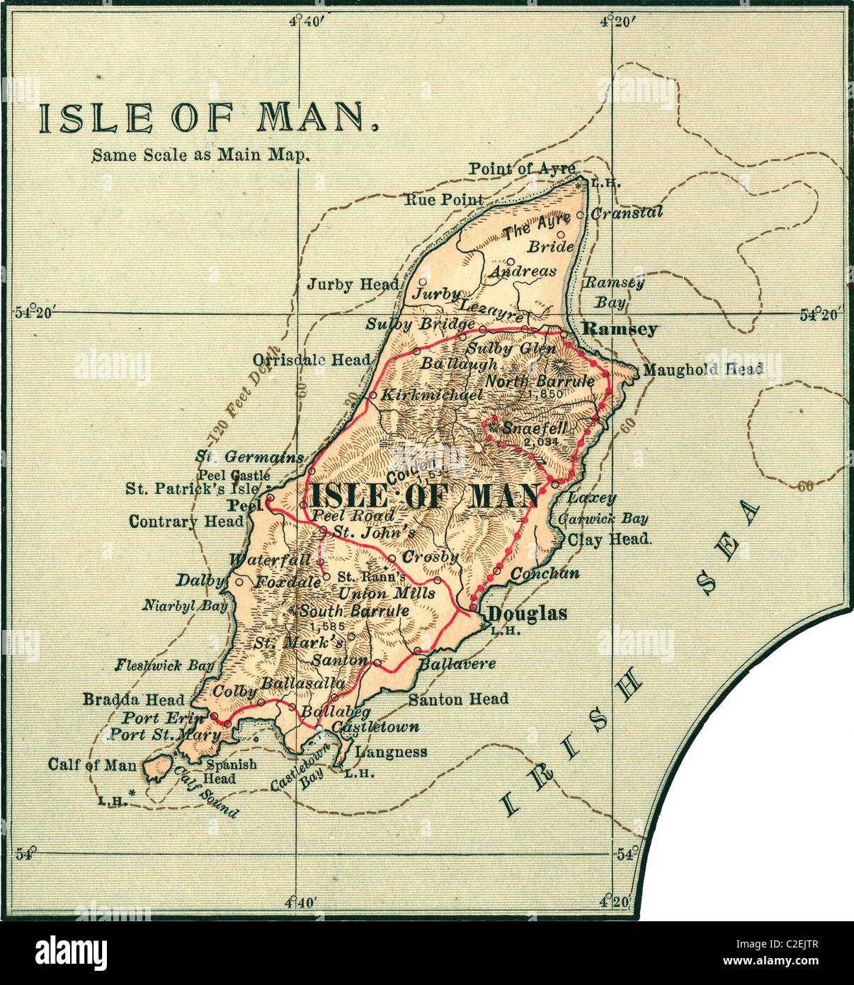 Karte der Isle Of Man Stockfotografie - Alamy