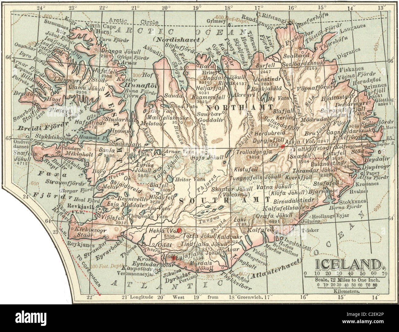 Karte von Island Stockfoto
