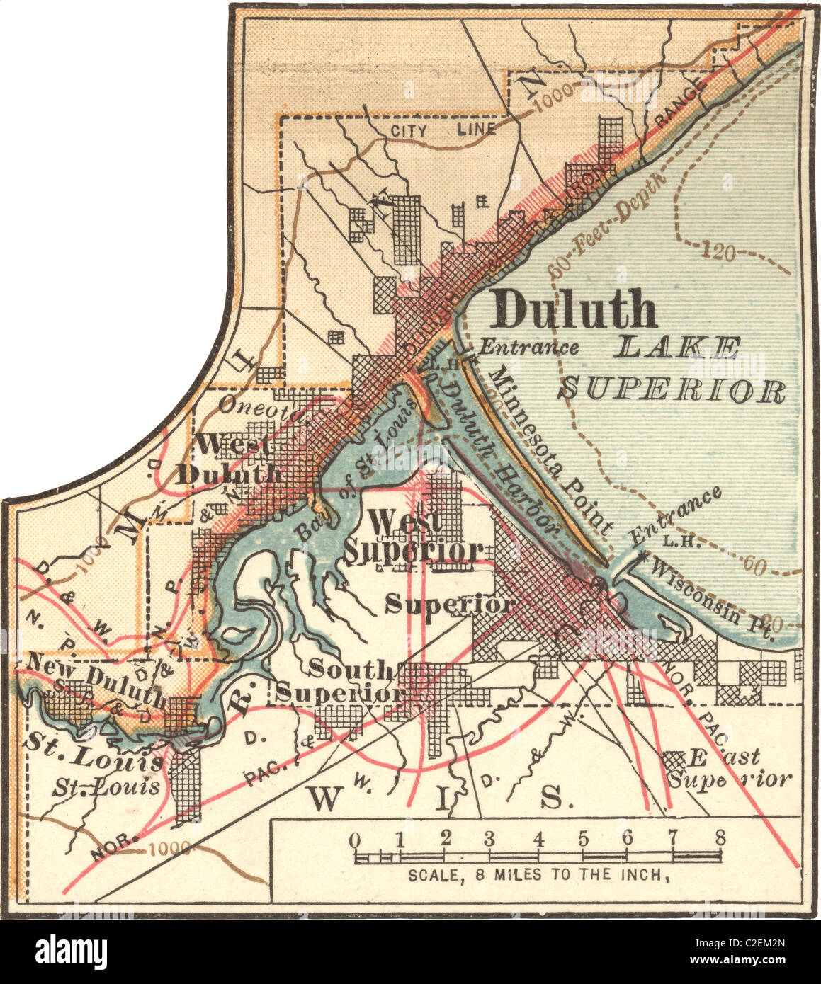 Karte von Duluth, Minnesota Stockfoto