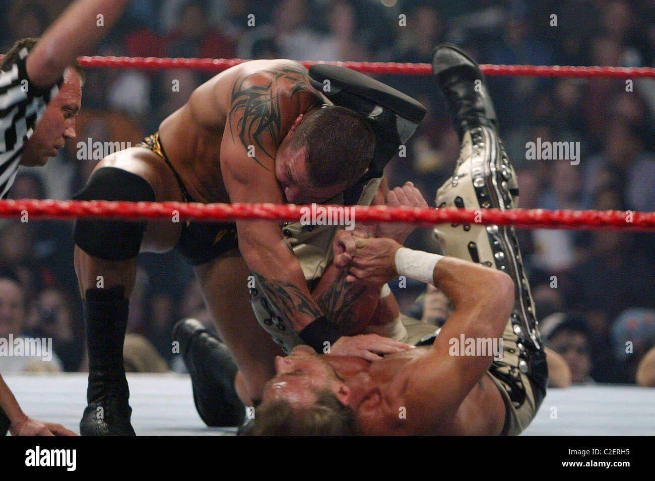 Randy Orton und Shawn Michaels WWE präsentiert Cyber Sunday Live im Verizon Center - Randy Orton Vs Shawn Michaels Washington DC, Stockfoto