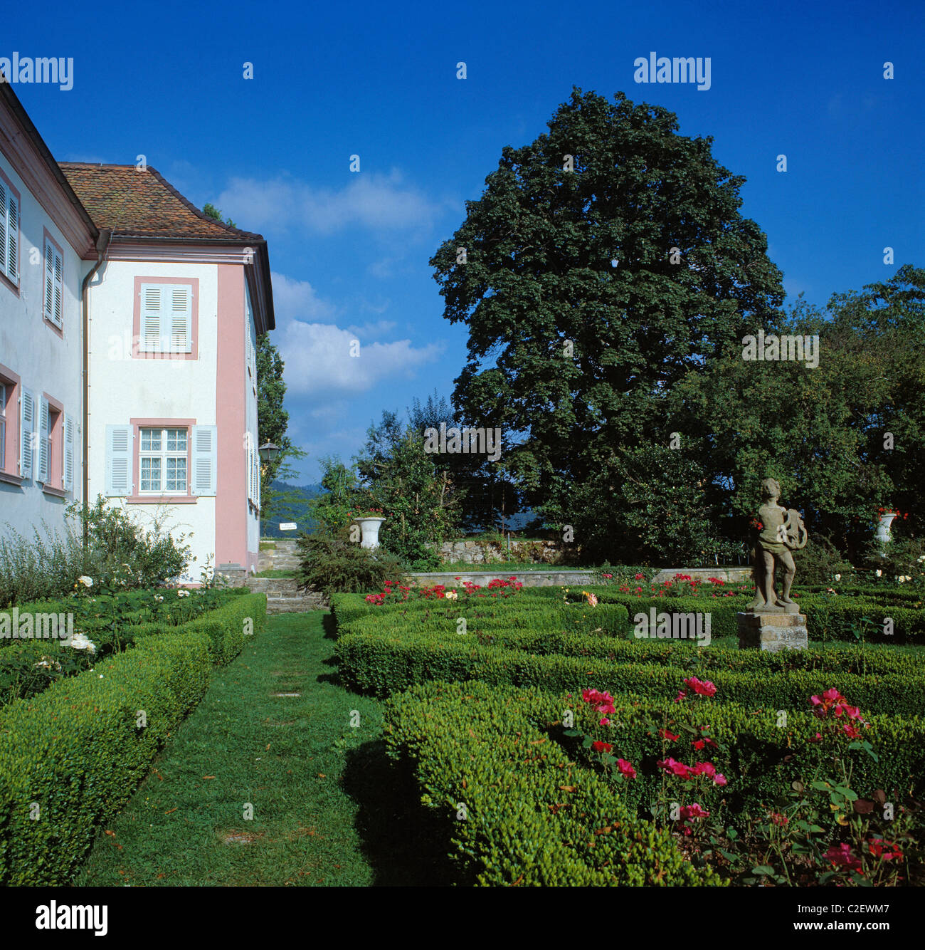 Schlosspark von Schloss Buergeln in Schliengen, Oberrhein, Markgraeflerland, Baden-Württemberg Stockfoto