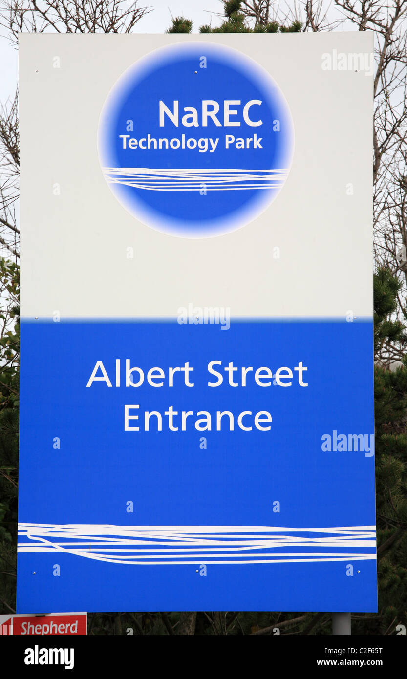 Der Albert Street Eingang NAREC, New and Renewable Energy Centre Blyth, Northumberland, Nord-Ost-England, UK Stockfoto