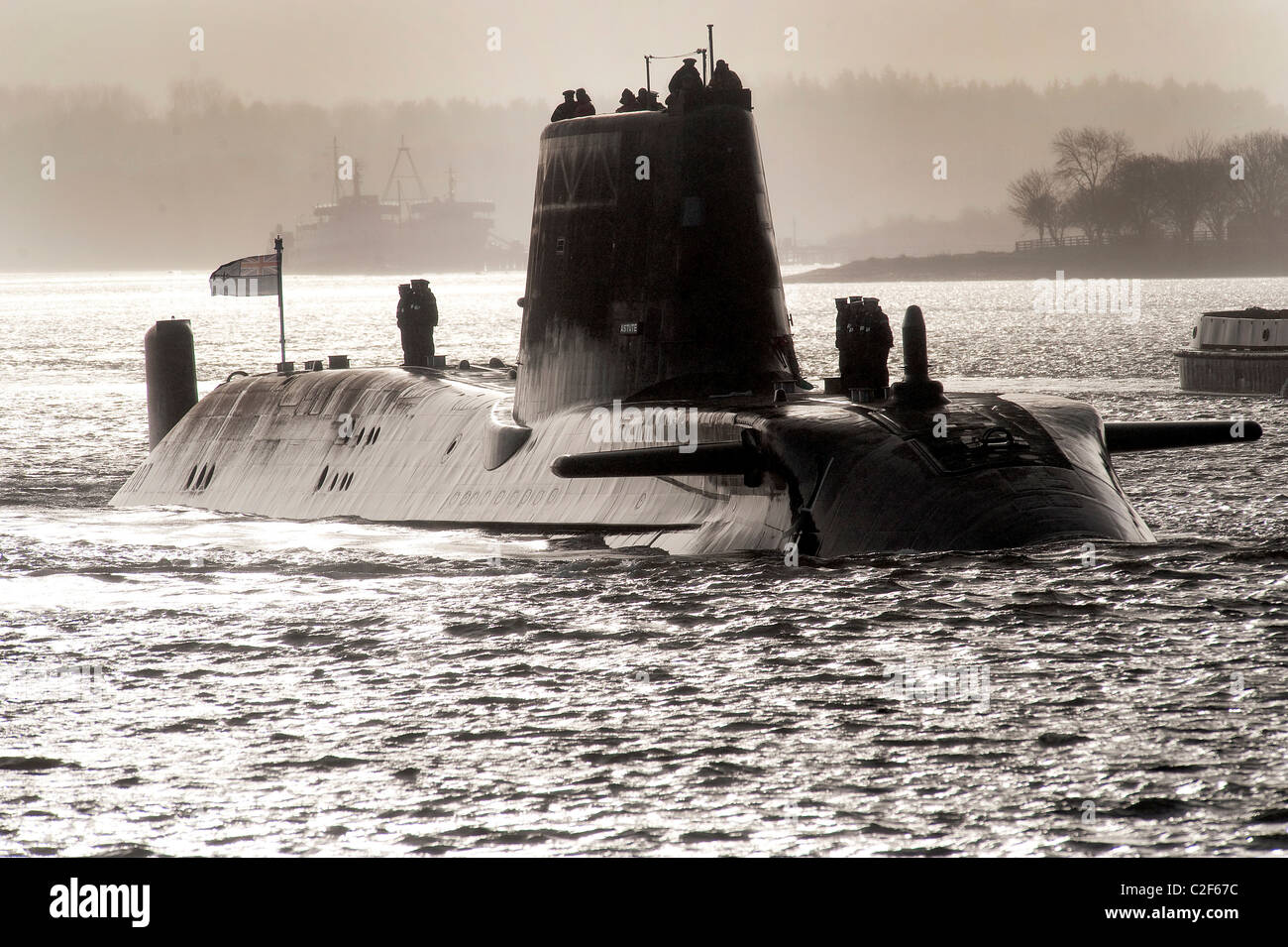 HMS Astute, neueste Atom-u-Boot der Royal Navy Segeln bis Zielschiff am Firth of Cylde zu ihrer neuen Basis am Oberkommandos Faslane. Stockfoto