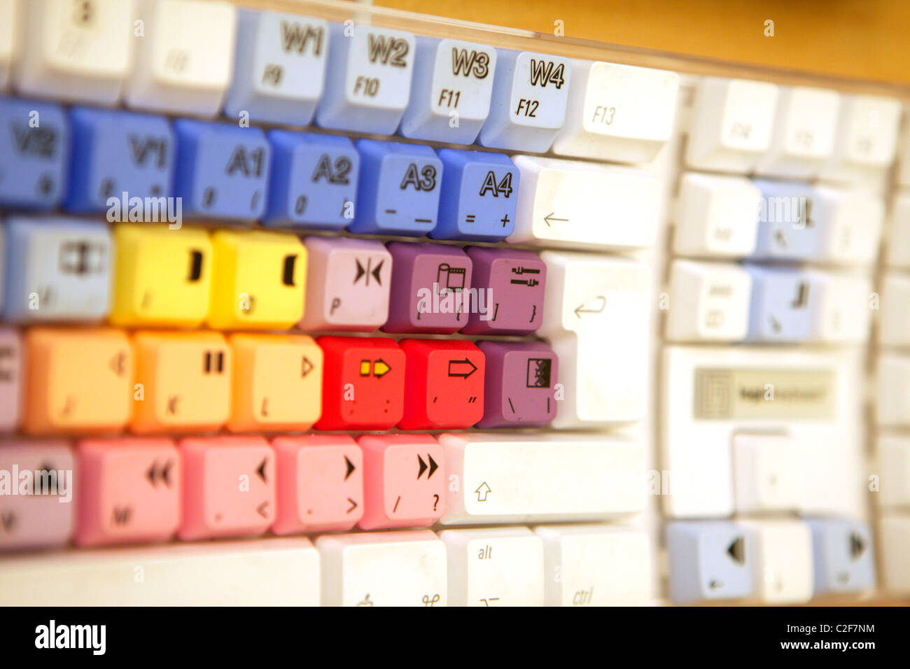 Bearbeiten von Equipment mit Rädern, Schieber und eine Tastatur. Stockfoto