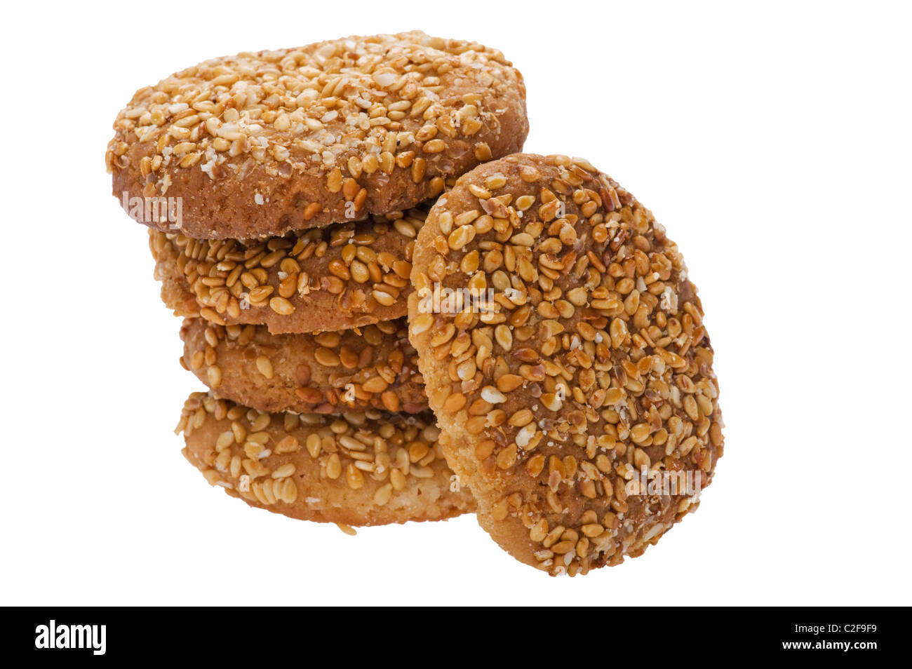 Objekt auf weiß - Cookies mit Sesam Stockfoto