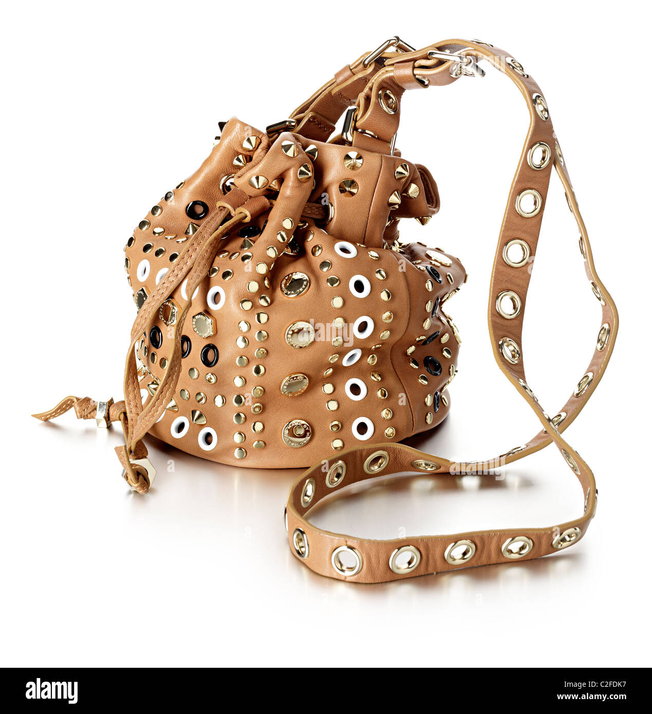 Marc Jacobs Handtasche tan Nieten Nieten Nieten Riemen Stockfoto