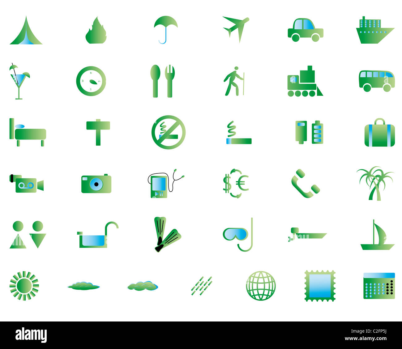 Reise-Set von verschiedenen Vektor-Web-icons Stockfoto