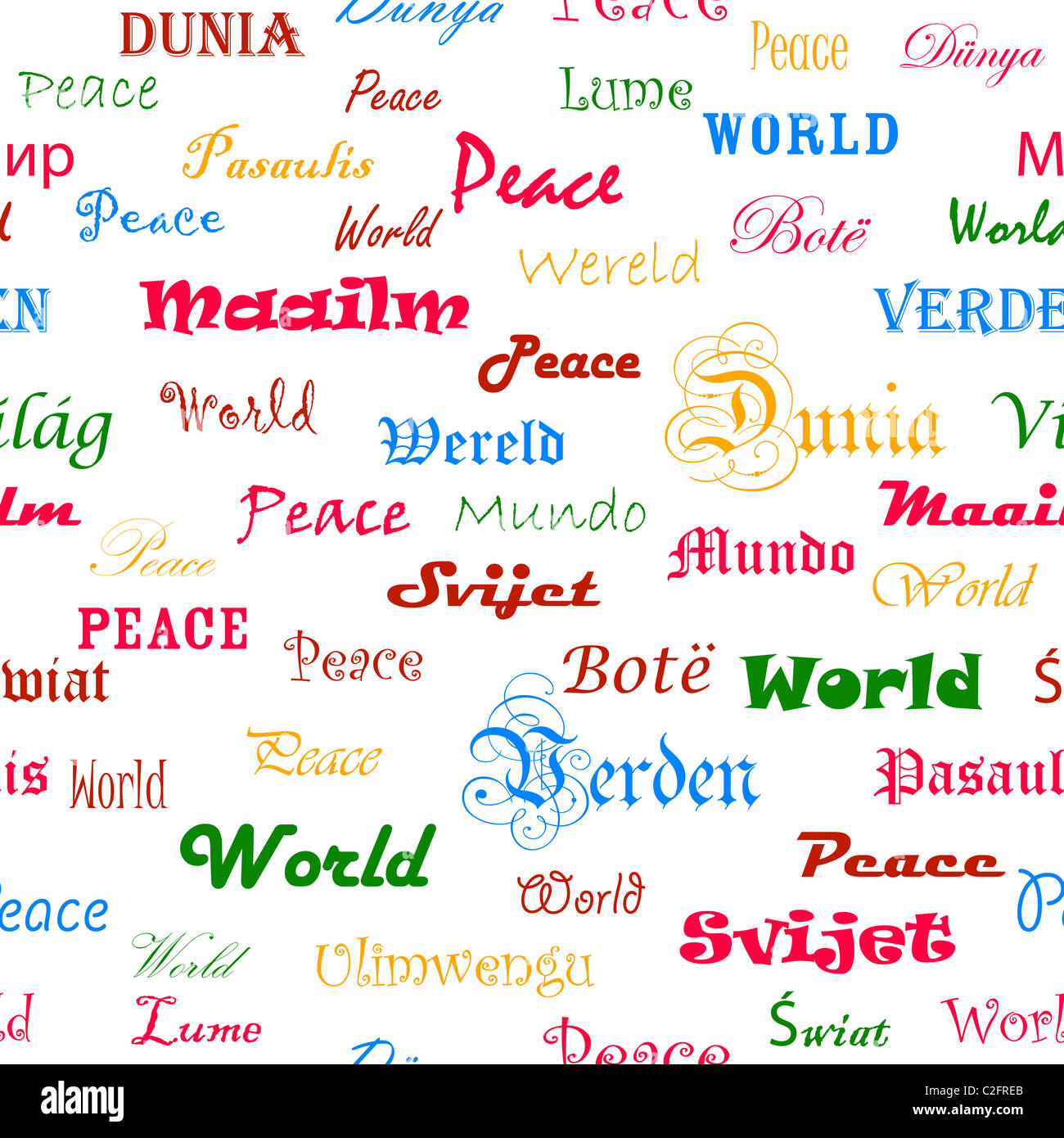 Frieden Nahtlose Tapete Mit Dem Wort Frieden In Verschiedenen Sprachen Stockfotografie Alamy
