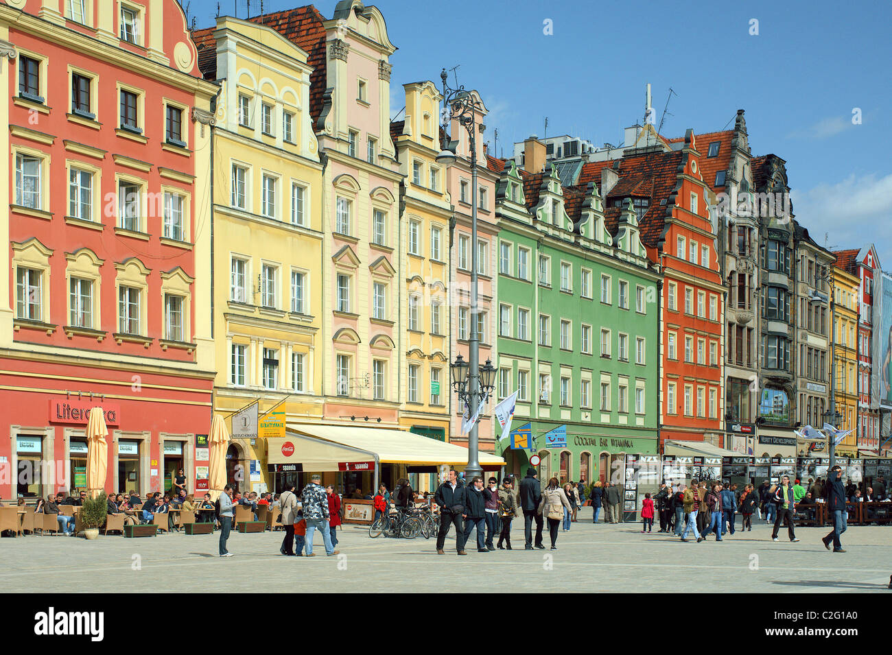 Alte Markt Breslau an einem sonnigen Frühlingstag Polen Stockfoto