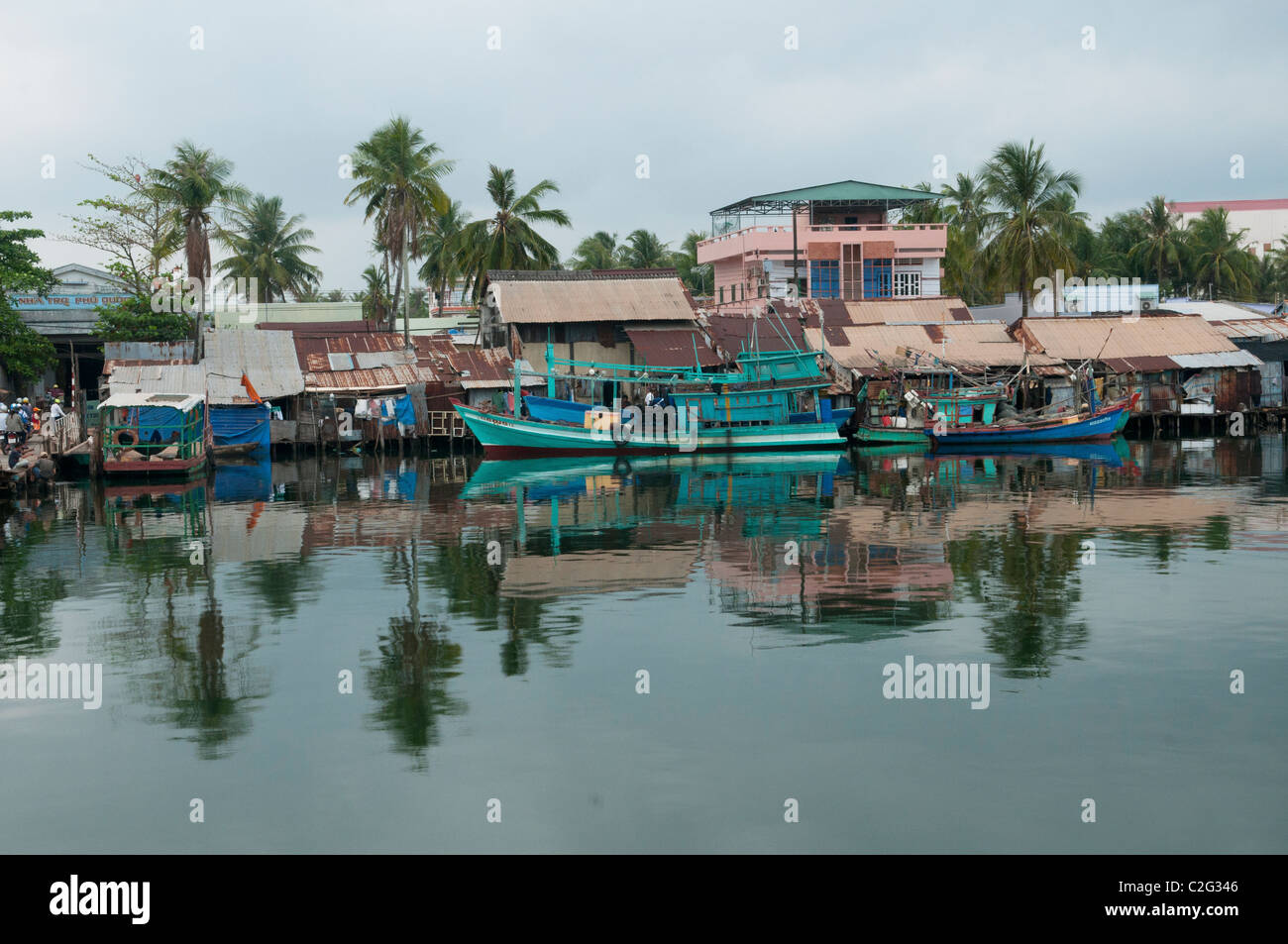 Leben in einem Fischerdorf auf der Insel Phu Quoc in Vietnam Stockfoto