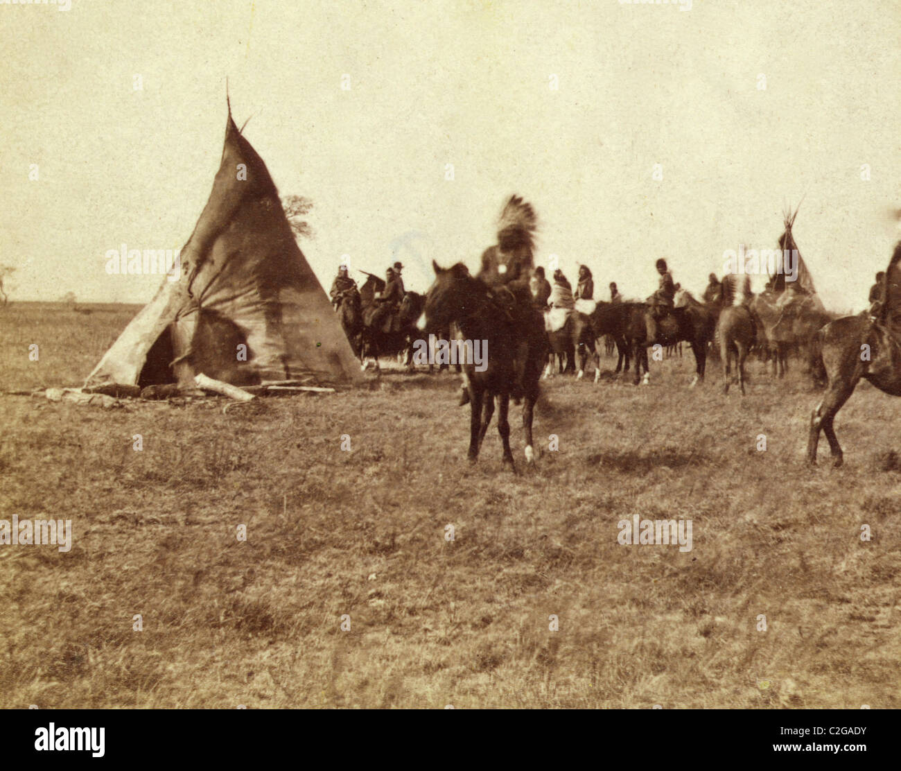 Camp der Pawnee-Indianer auf der Platte-Tal Stockfoto