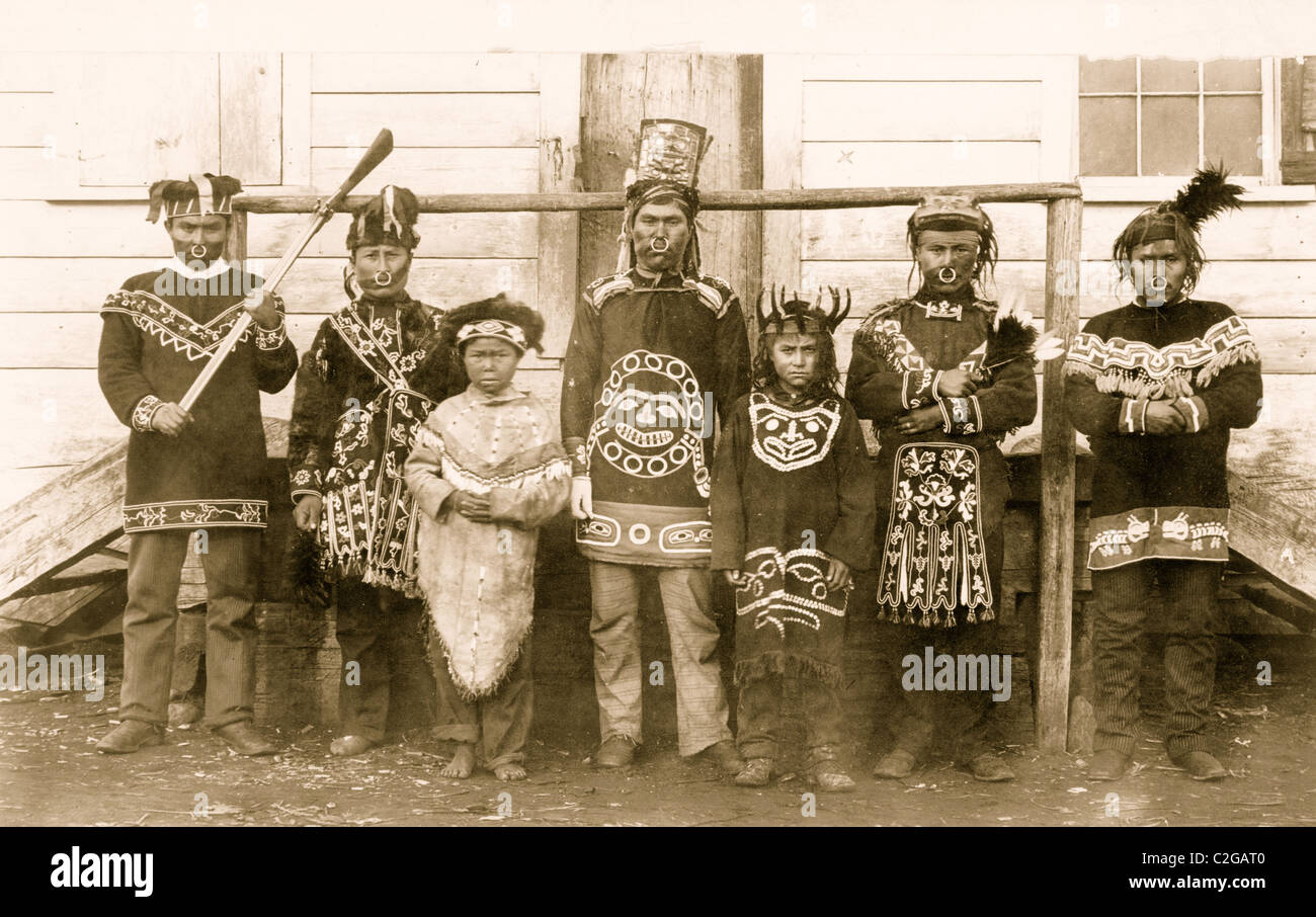 Chilkat Indianer Tanz Kostüme, Alaska Stockfoto
