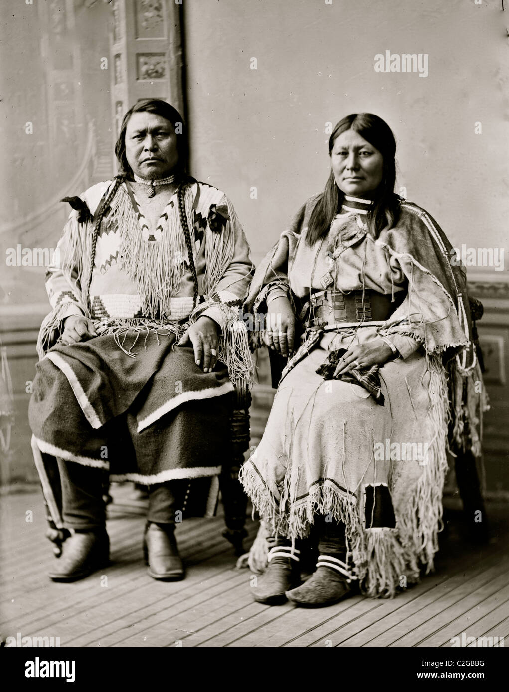 Indische Gruppe. Chief Ouray & Chipeta (Ute Stamm) Stockfoto