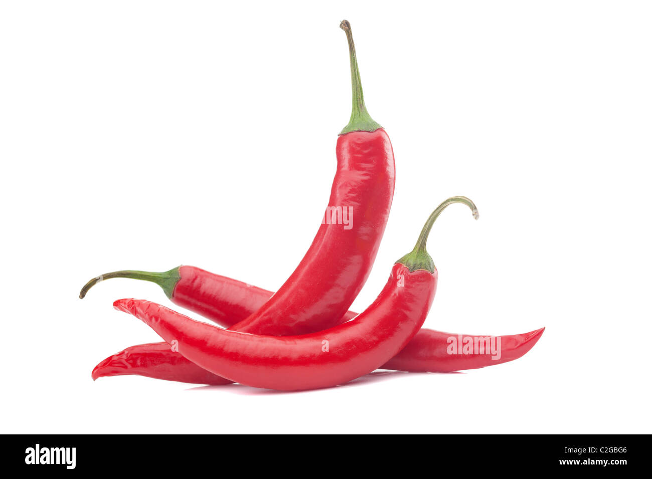 Heiße Paprika isoliert auf weißem Hintergrund Stockfoto