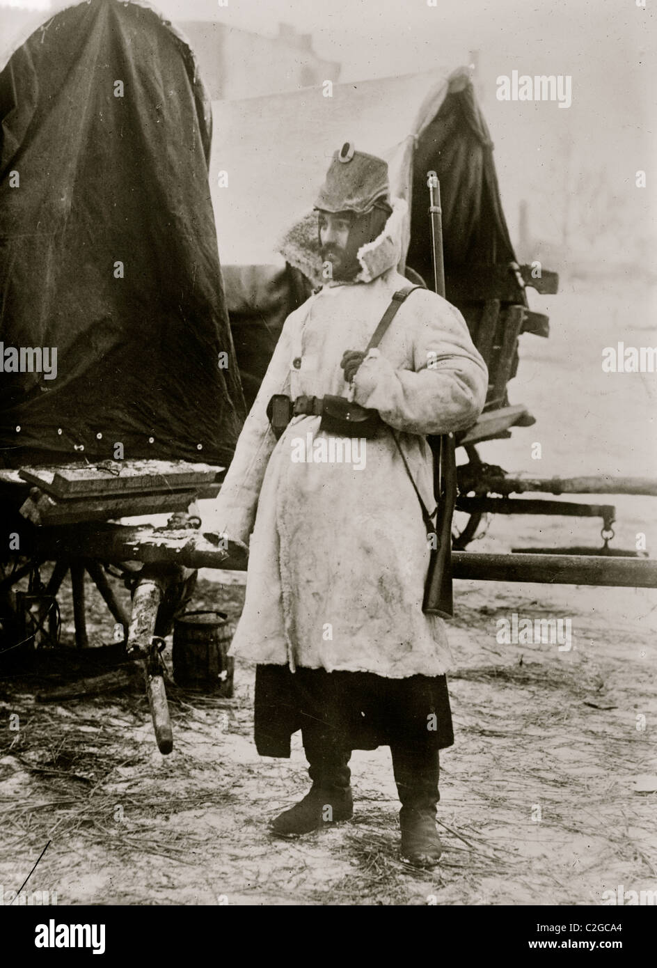 Deutscher Soldat im Winterkleid Stockfoto