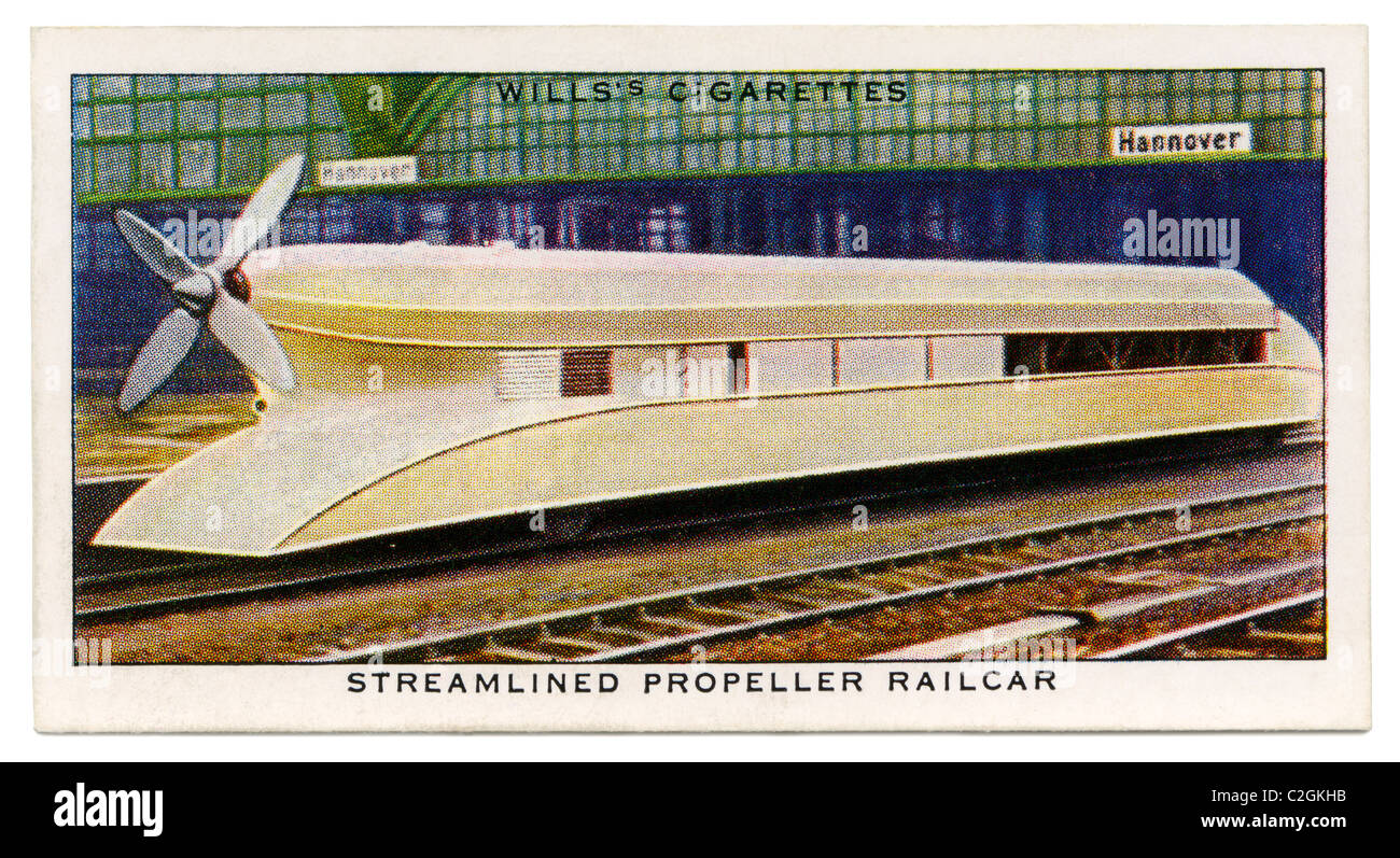 Deutschen propellergetriebenen Triebwagen - diesem seltsam aussehende Eisenbahnfahrzeug statt den Geschwindigkeits-Weltrekord für den Schienenverkehr im Jahr 1931 Stockfoto