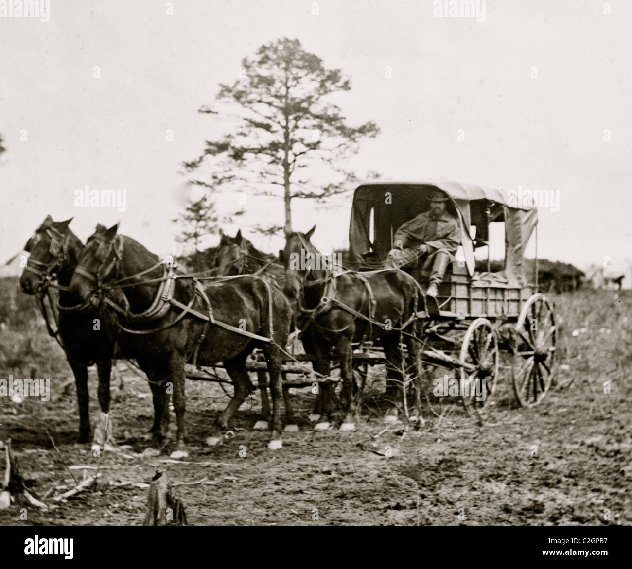 Falmouth, Virginia. Post-Wagen für zentrale, Armee des Potomac Stockfoto