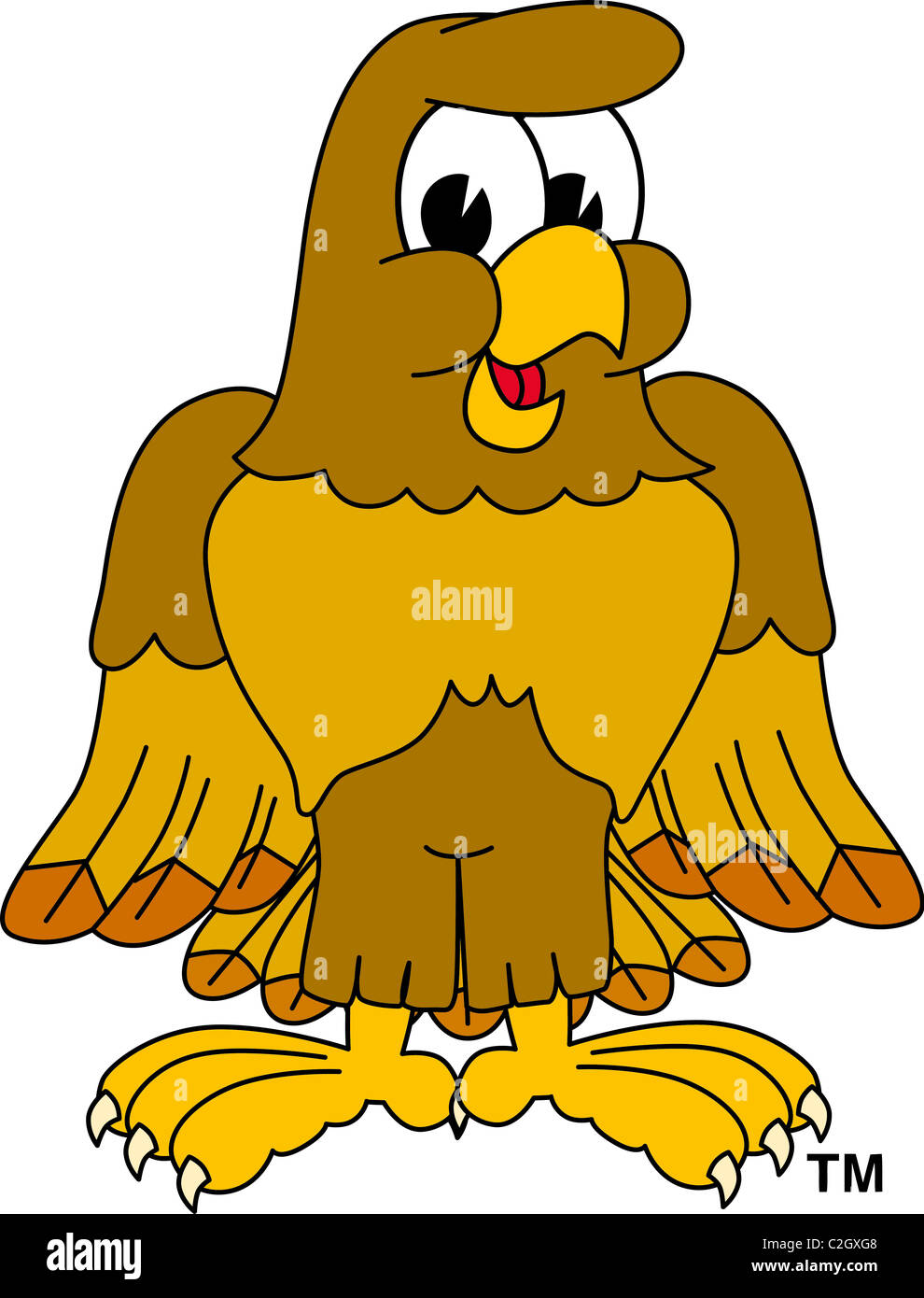 Cartoon-Hawk, Adler oder Falken-Maskottchen-ClipArt-Grafiken Stockfoto