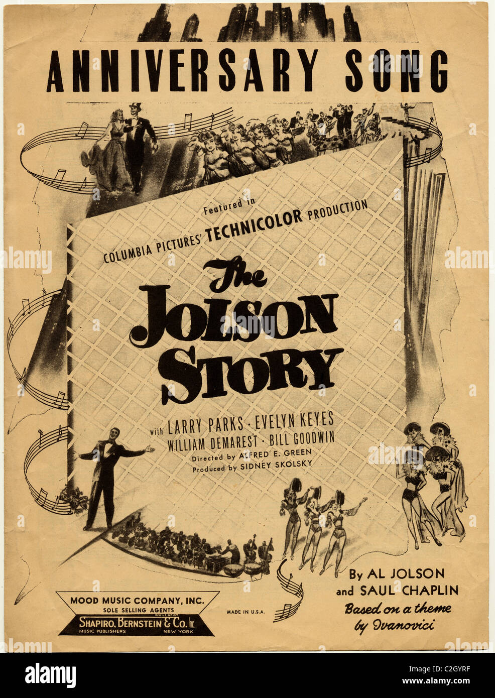Jubiläum-Song aus der Columbia Technicolor Jolson Story Stockfoto