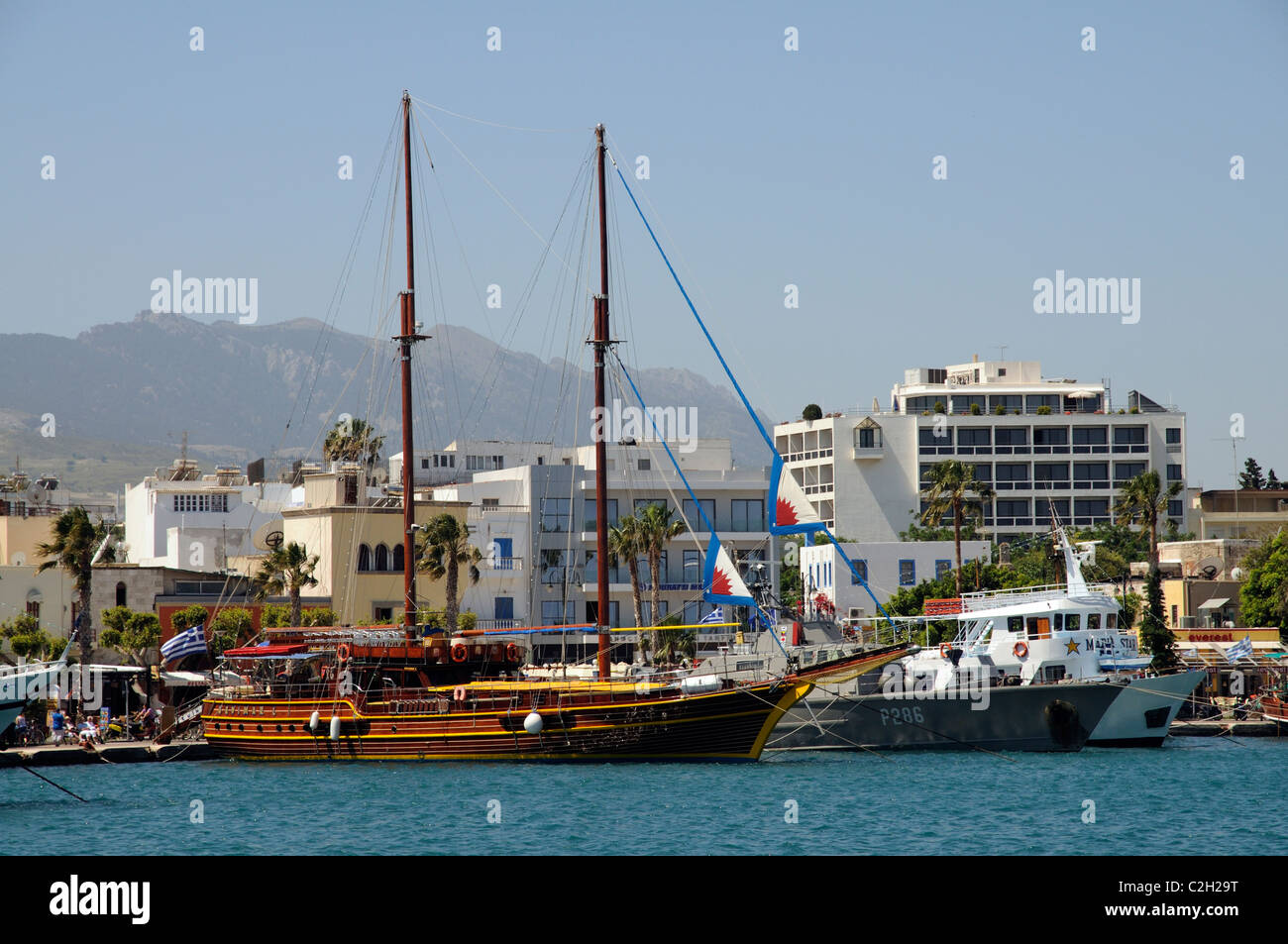 Kos-Stadt-Hafen auf der Insel Kos Griechenland Stockfoto