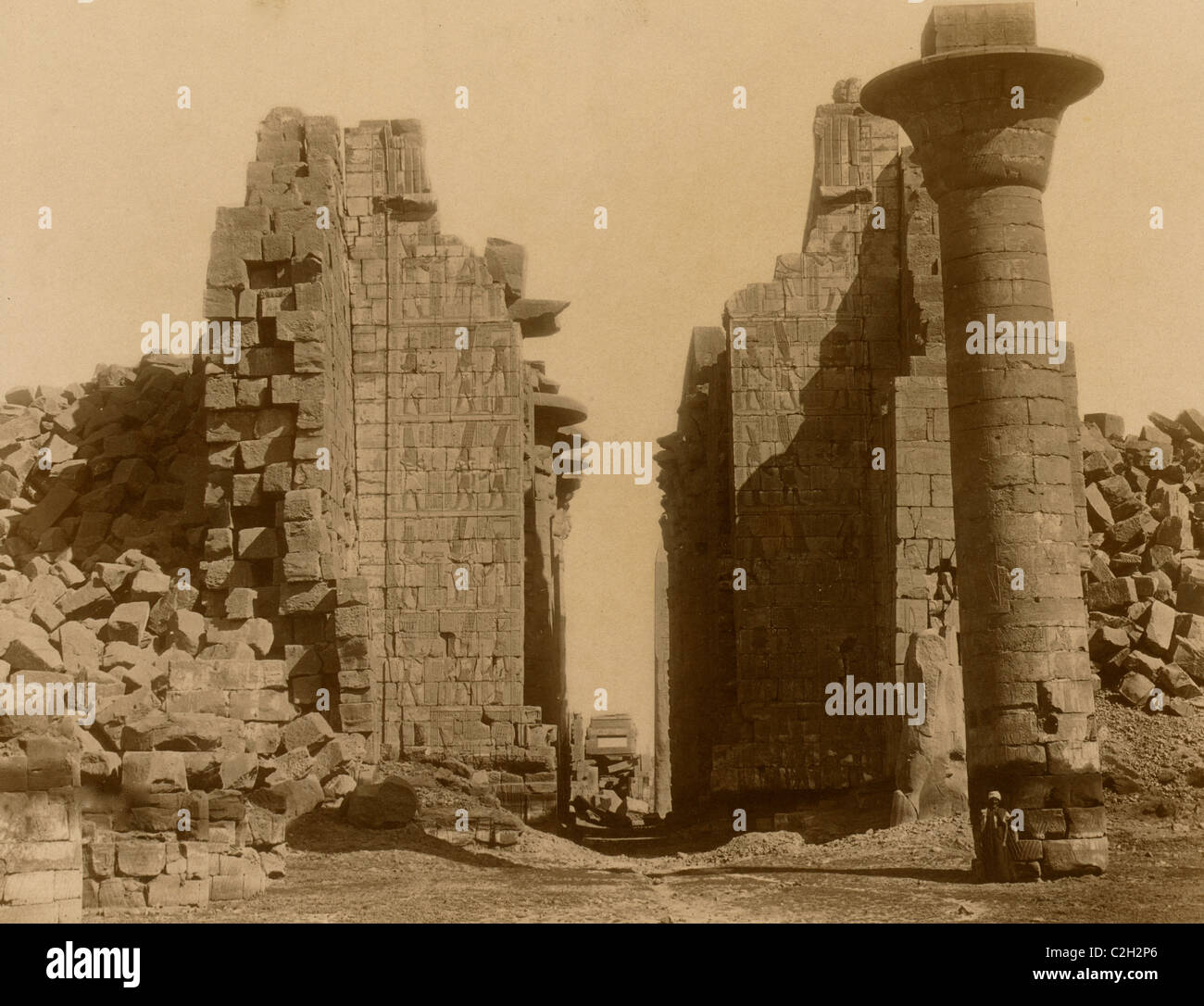 Abschnitt der Basrelief Pylon des Ramesseum, der Totentempel Tempel von Ramses II. Stockfoto