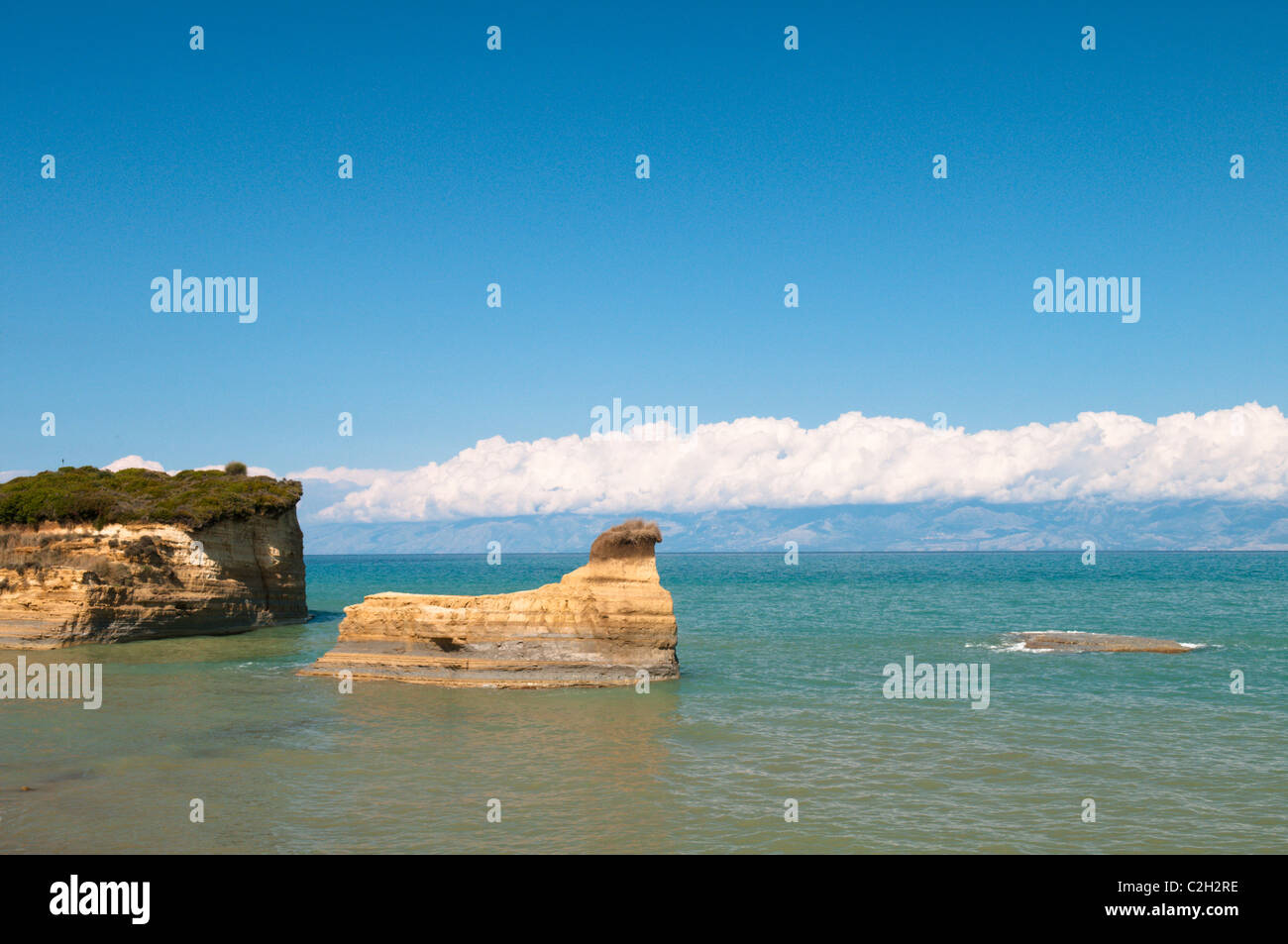 Korfu, Griechenland. Oktober. Die Felsformationen aus Sandstein in Sidari. Stockfoto