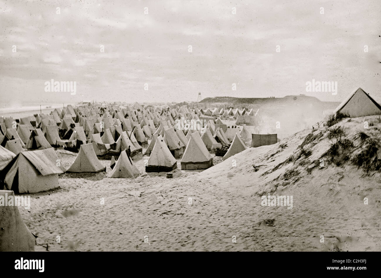 Eidgenössischen Camp am Strand Stockfoto