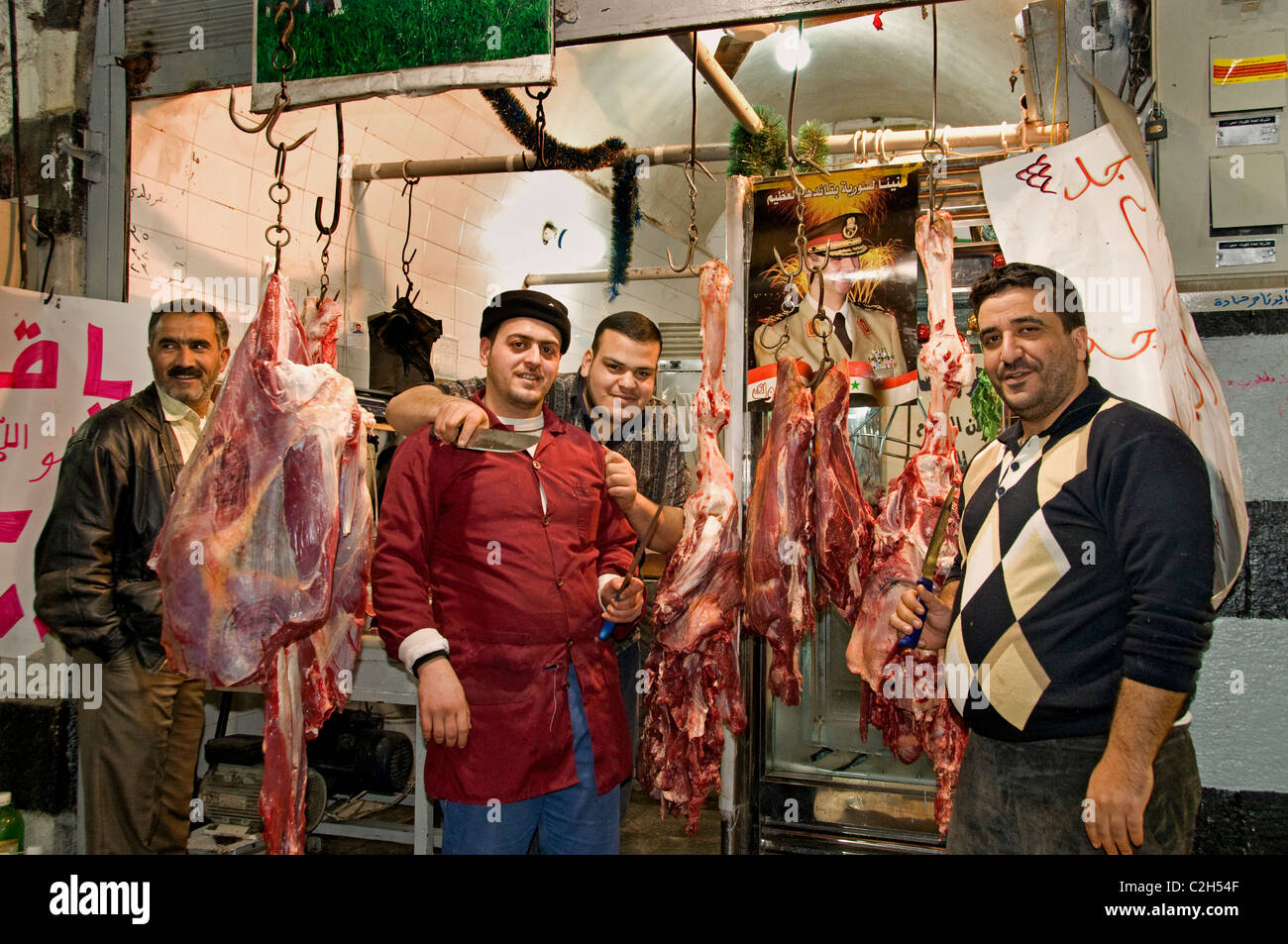 Homs Syrien Butcher Shop Handel Basar Souk Markt Stockfoto