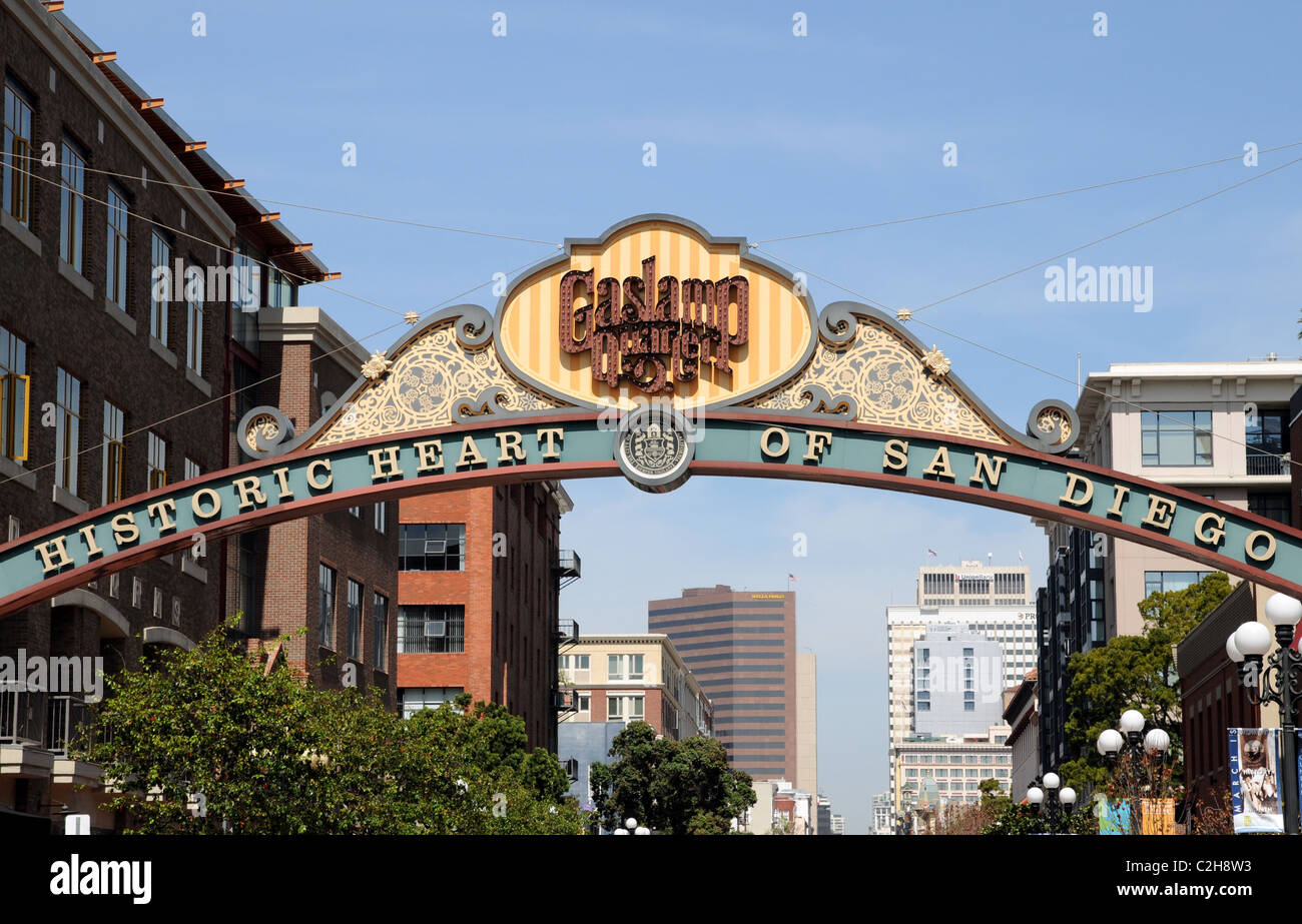 Zeichen in San Diego Gaslamp Altstadt Eintritt. Stockfoto