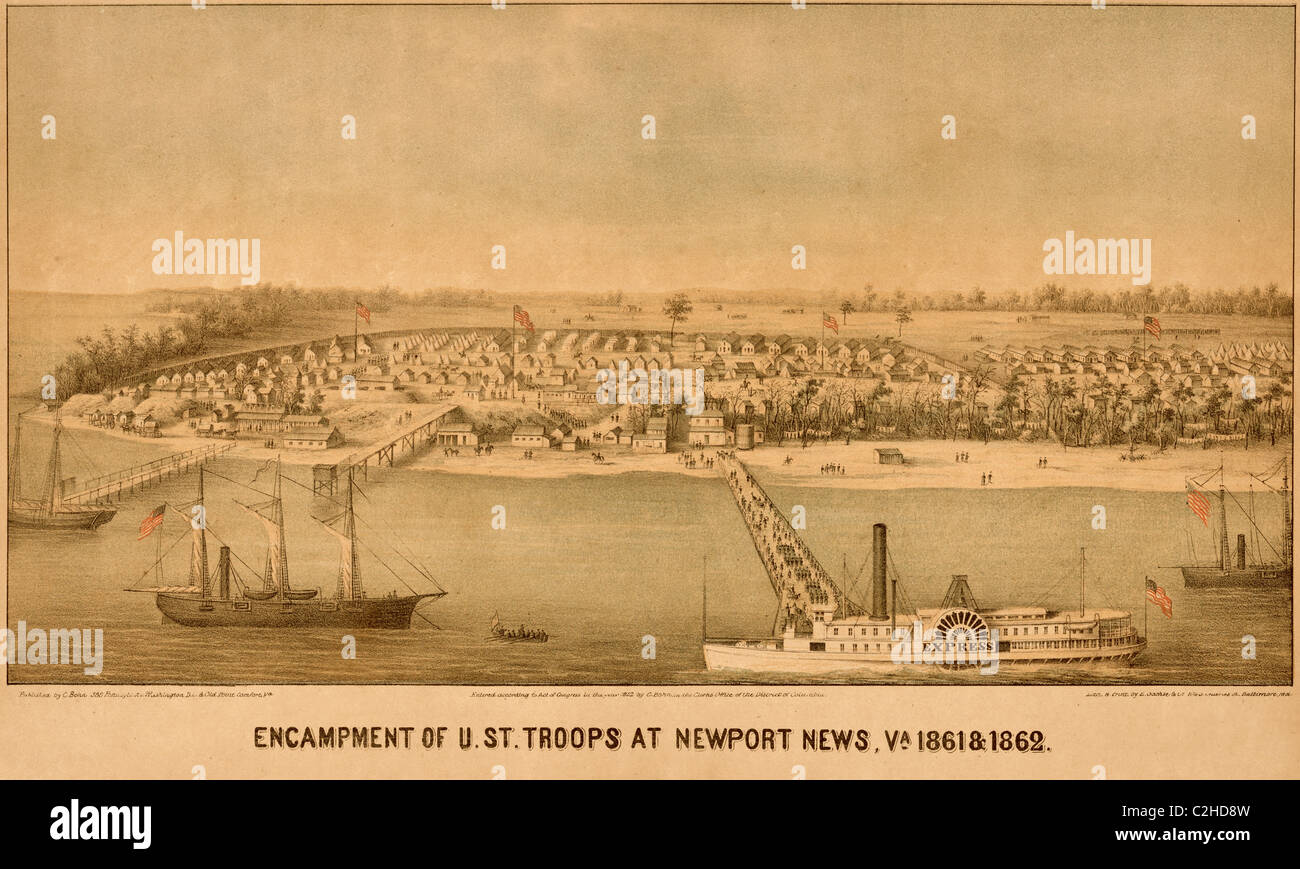 Lager der US Federal Truppen in Newport News 1861 Stockfoto