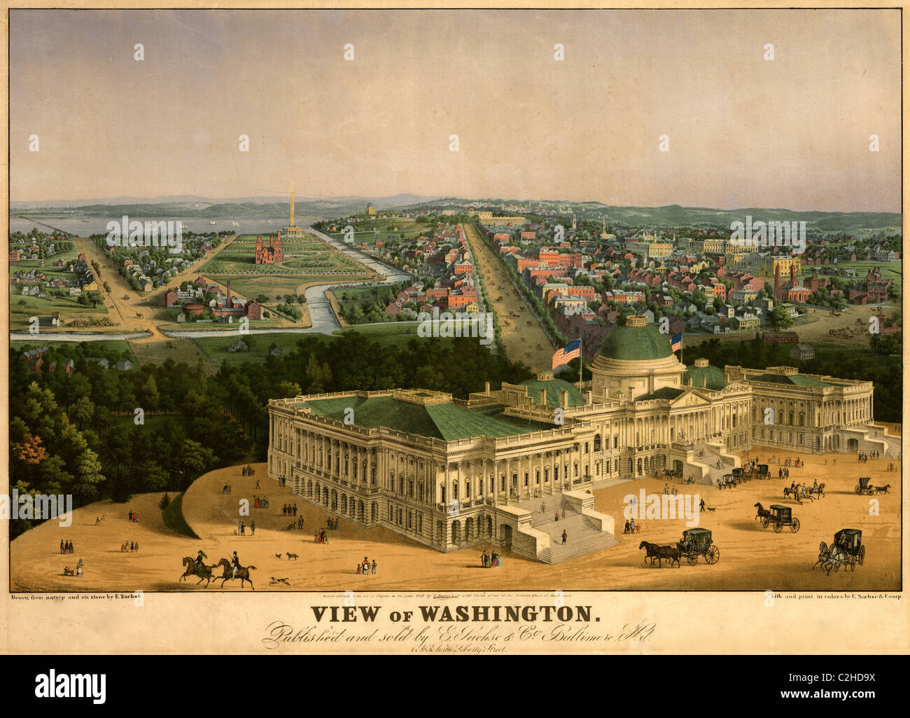 Ansicht des Kapitols in Washington, DC 1852 Stockfoto