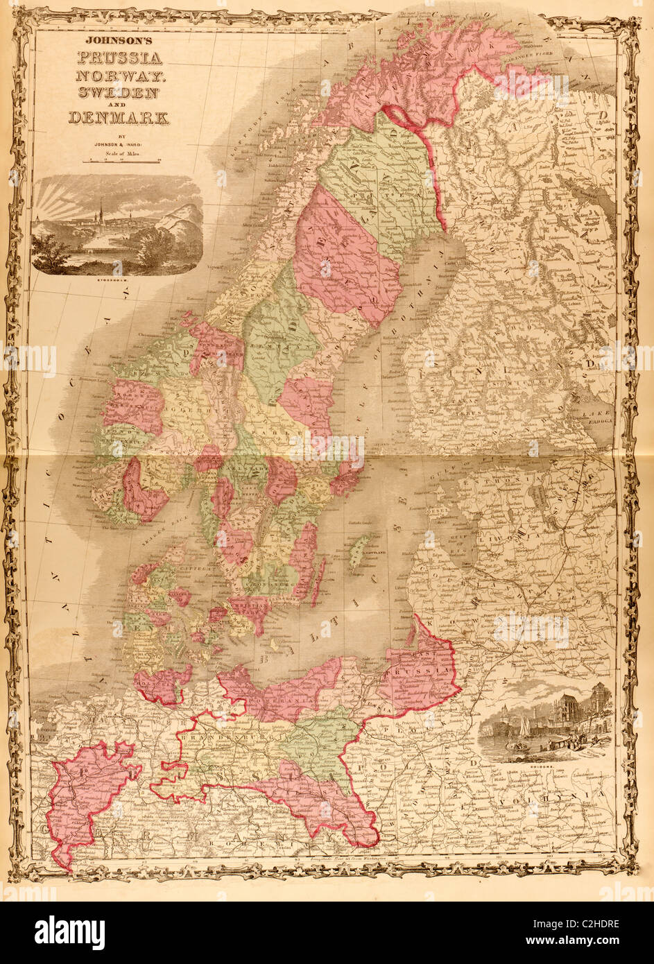 Russland, Norwegen, Schweden & Dänemark 1862 Stockfoto