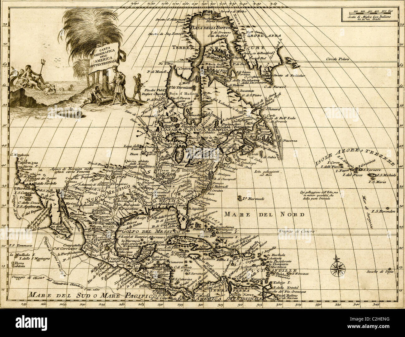 Nördlichen Hemisphäre - 1750 Stockfoto