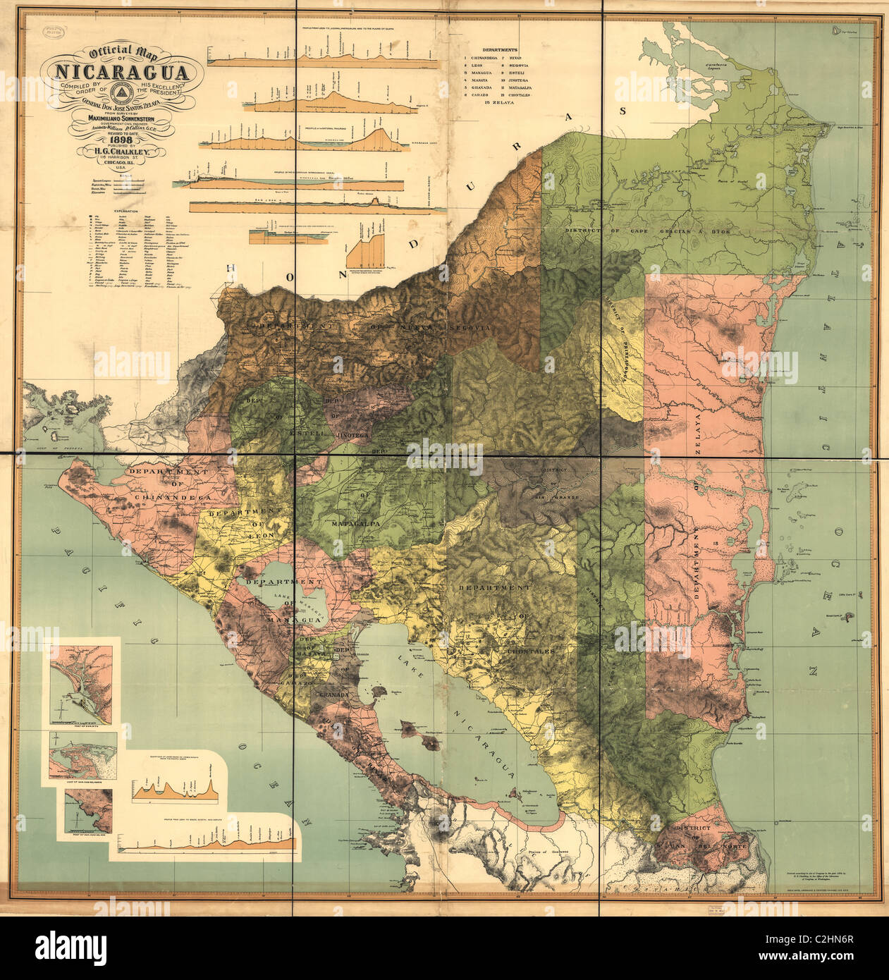 Nicaragua-Isthmus-Kanal - 1898 Stockfoto