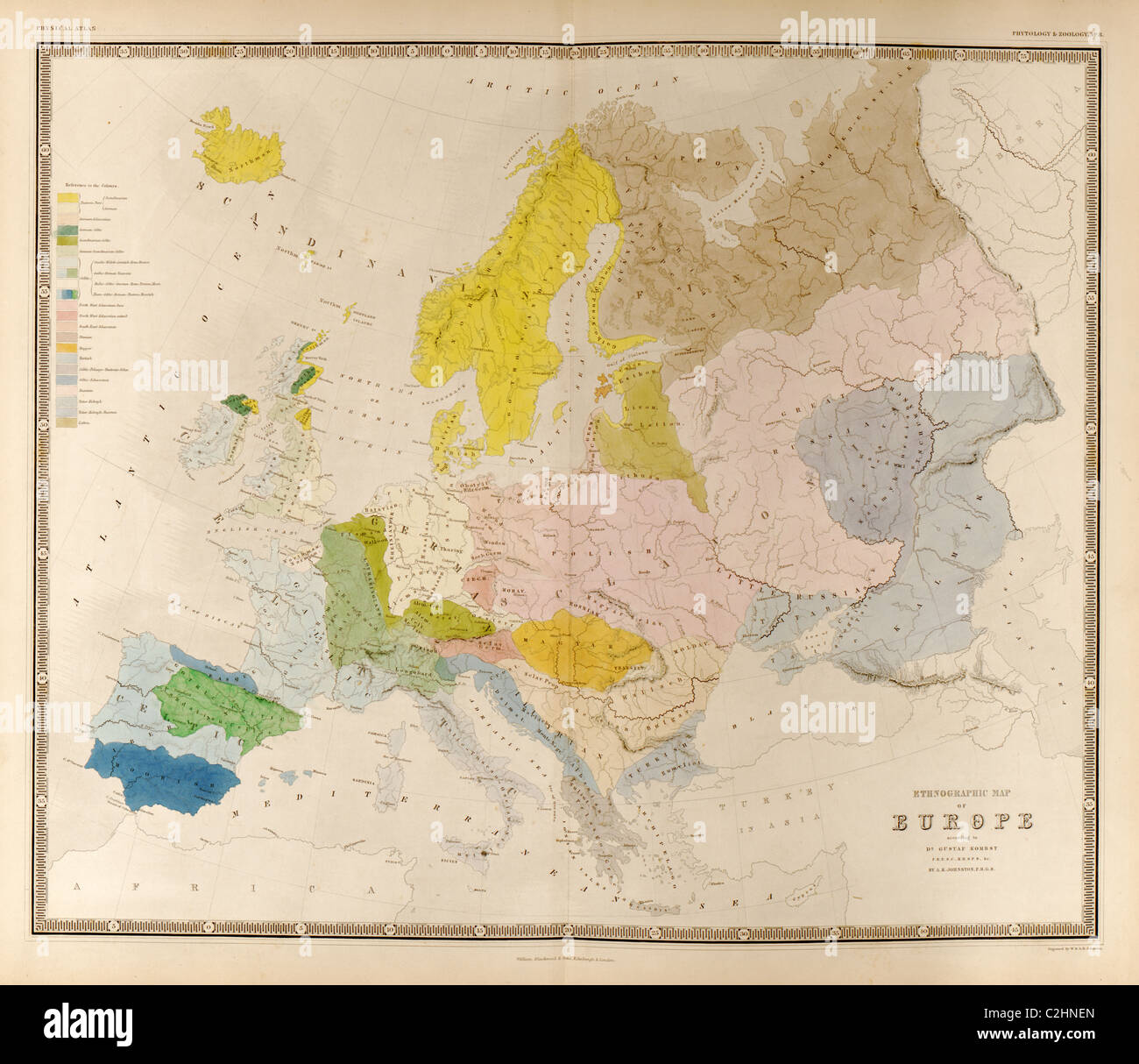 Ethnographische Karte von Europa Stockfoto